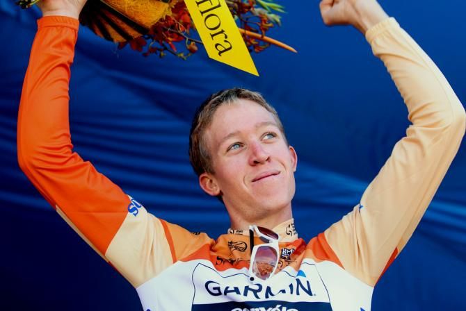 Cameron Meyer celebrates his overall win in 2011
