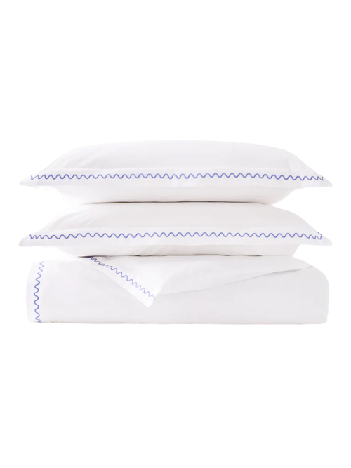 Wave Embroidery Duvet Cover Set in Blue