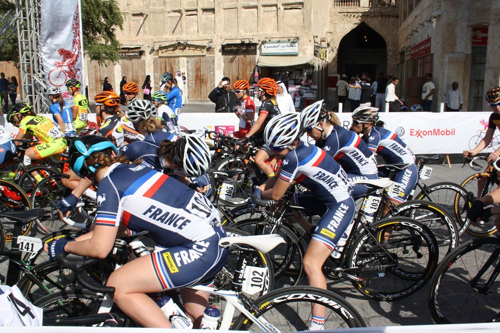 On the startline of stage 3 of the Ladies Tour of Qatar
