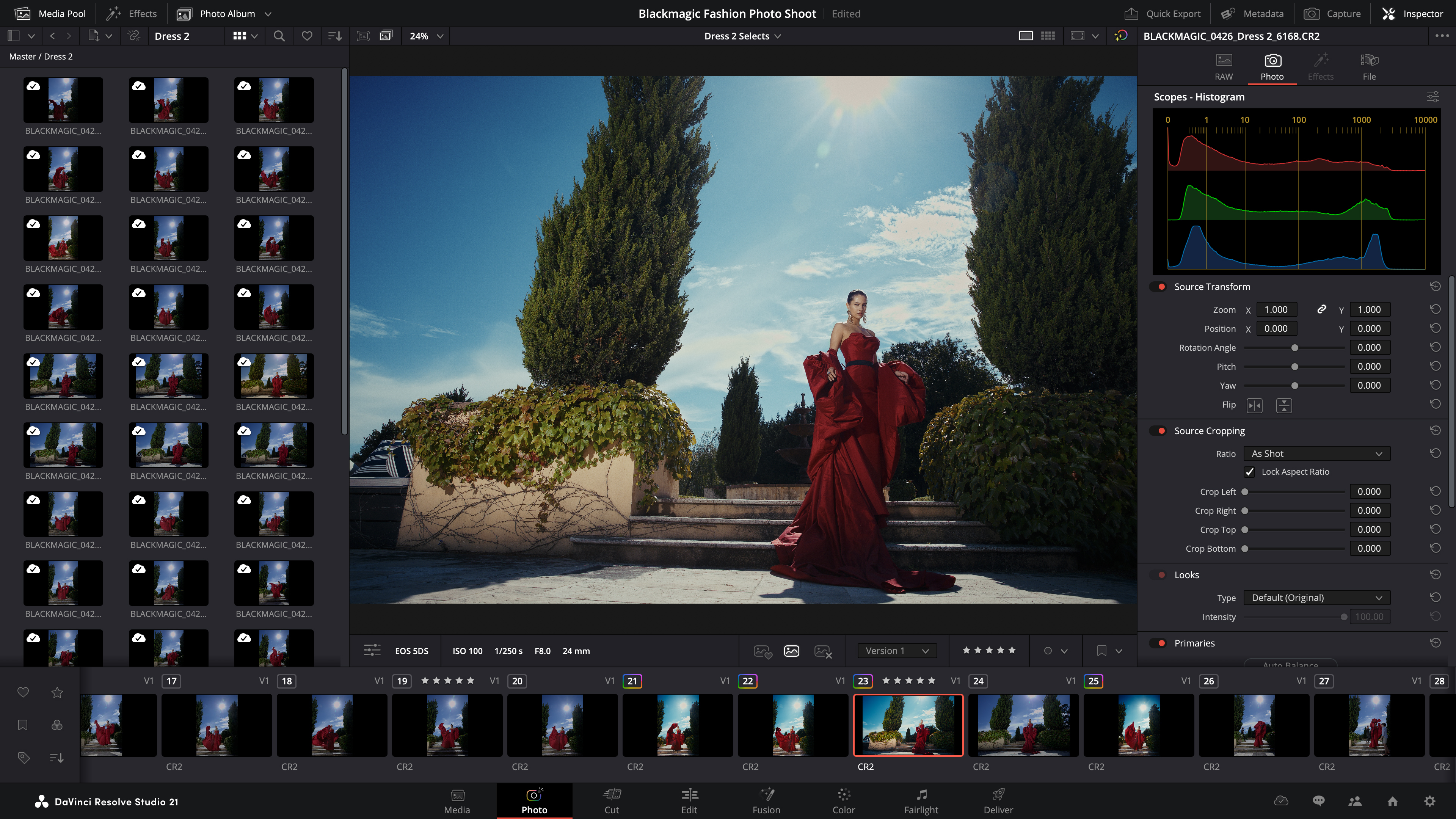 DaVinci Resolve Photo page
