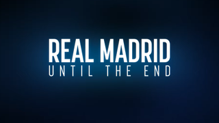 Real Madrid Until the end in white on a blue background