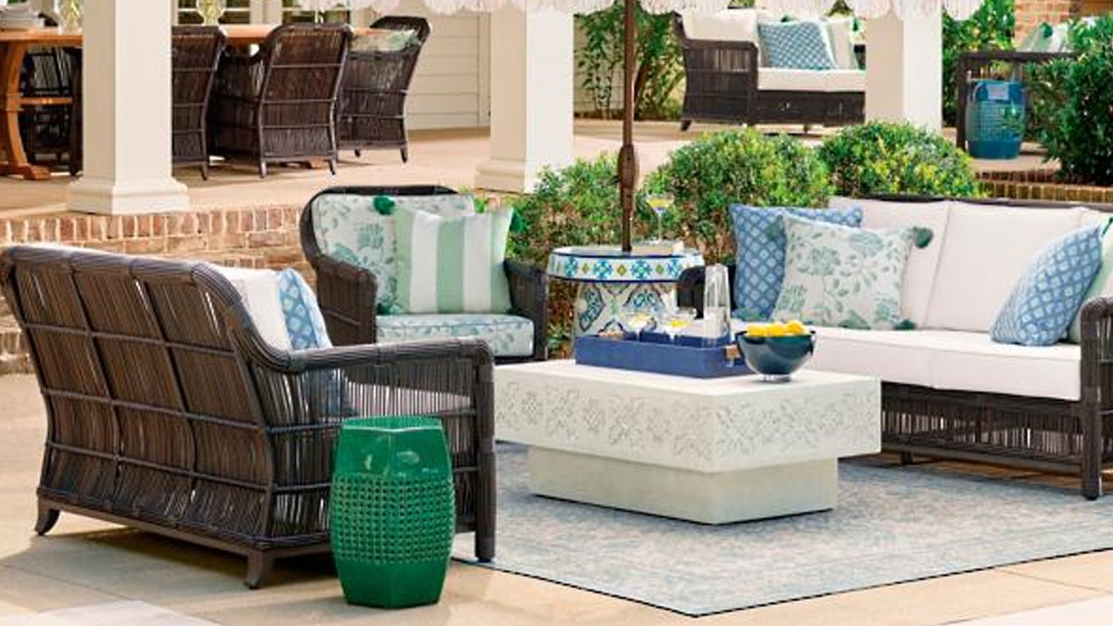 Furniture set from Frontgate, one of the best outdoor furniture brands in the US