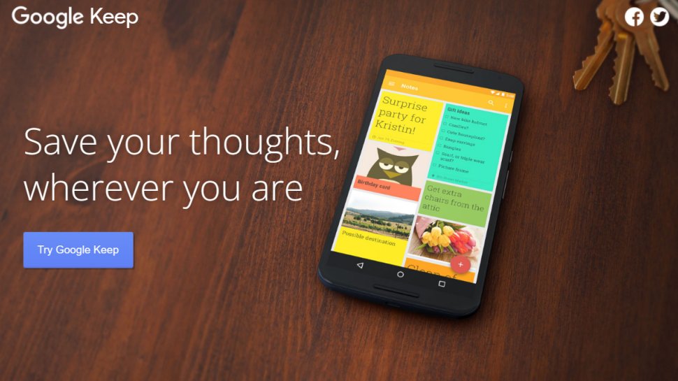 Website screenshot for Google Keep