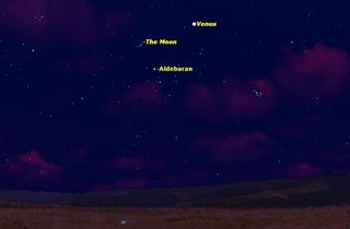 Venus, Aldebaran, and the Moon, April 2015