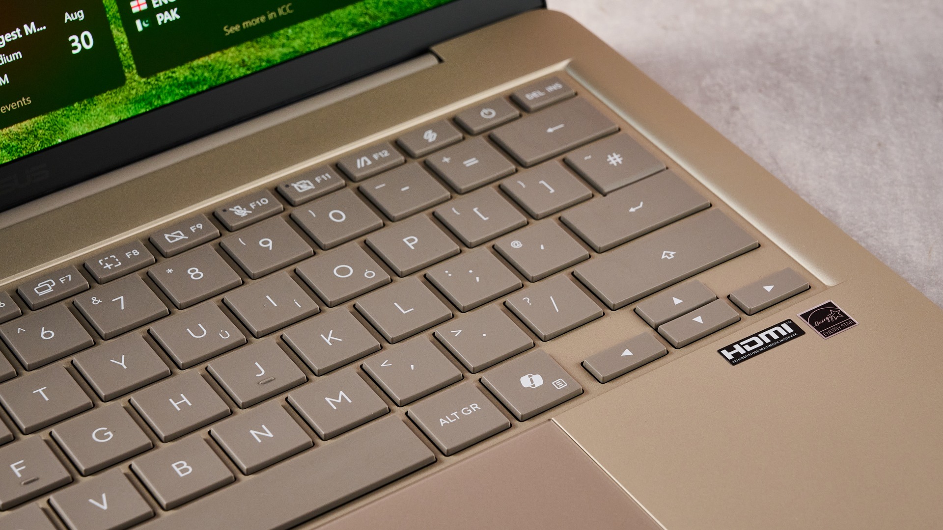 Close-up of keyboard on Asus Zenbook 14 2026