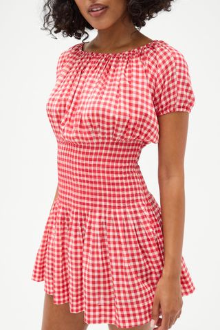 Sadie Gingham Mini Dress - Cherry Gingham