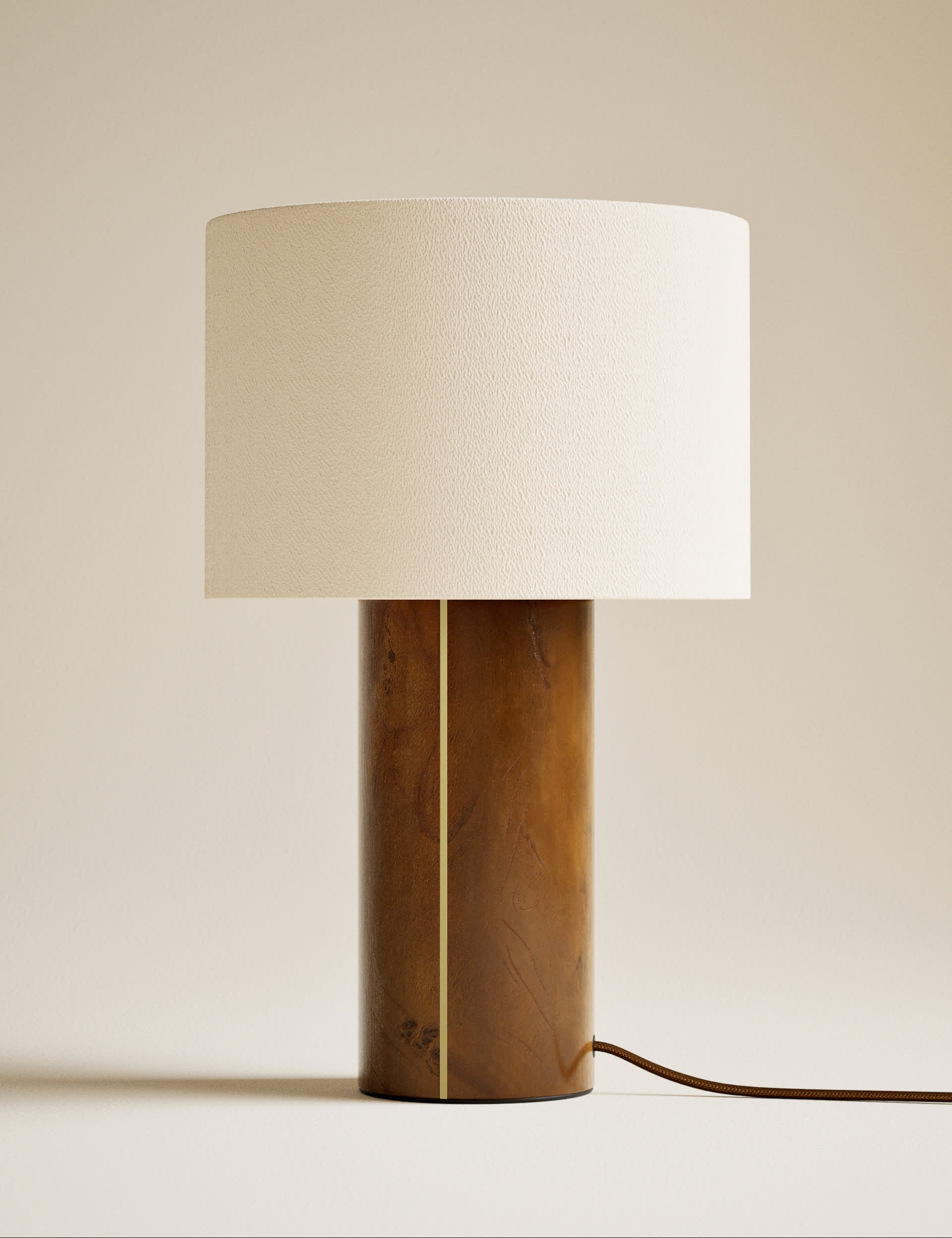 Burl Brass Inlay Table Lamp