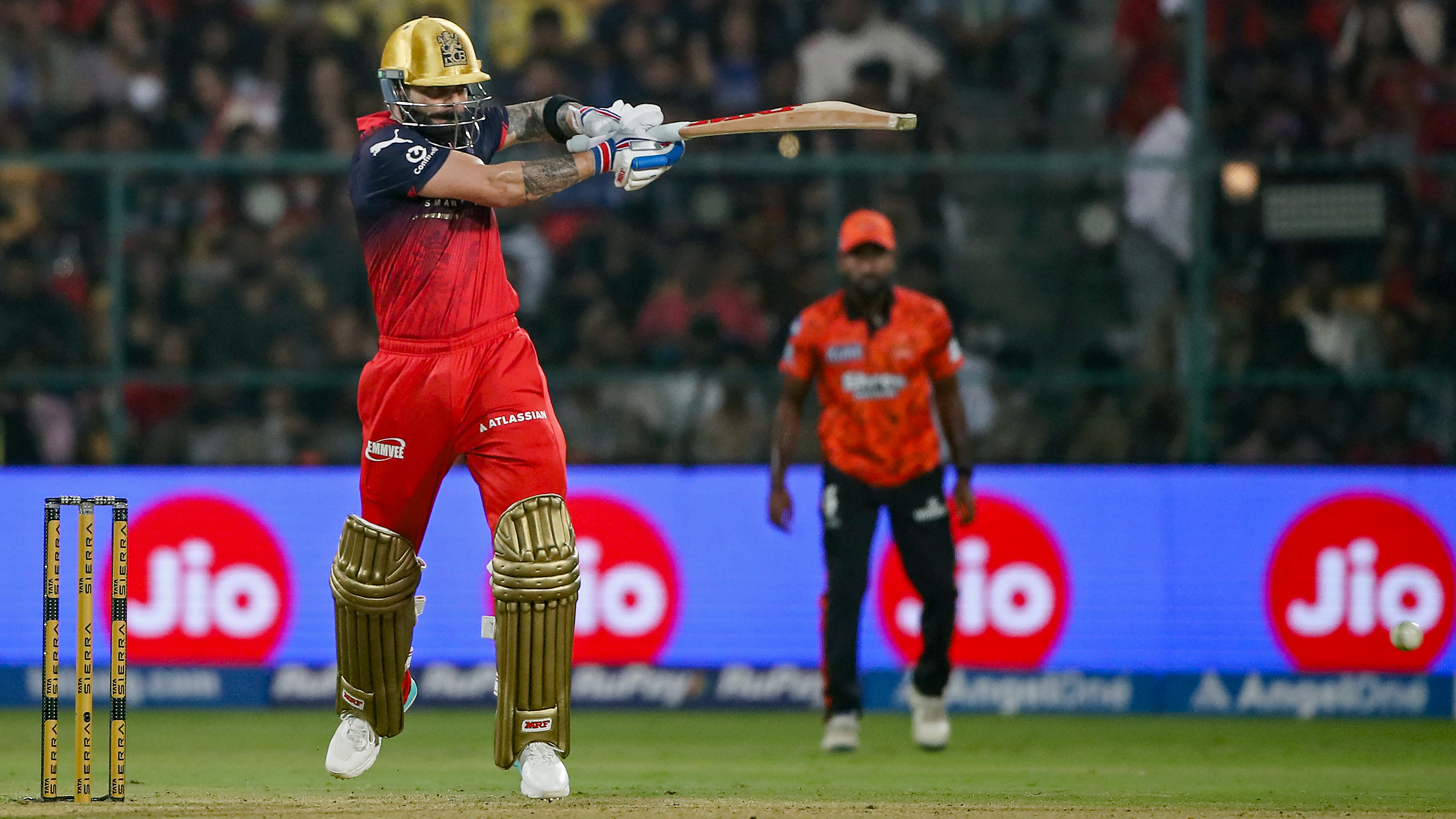 Royal Challengers Bengaluru's Indian cricket player Virat Kohli plays a shot during the 2026 Indian Premier League