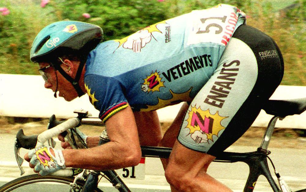 Greg LeMond racing Paris-Roubaix in the early 1990s
