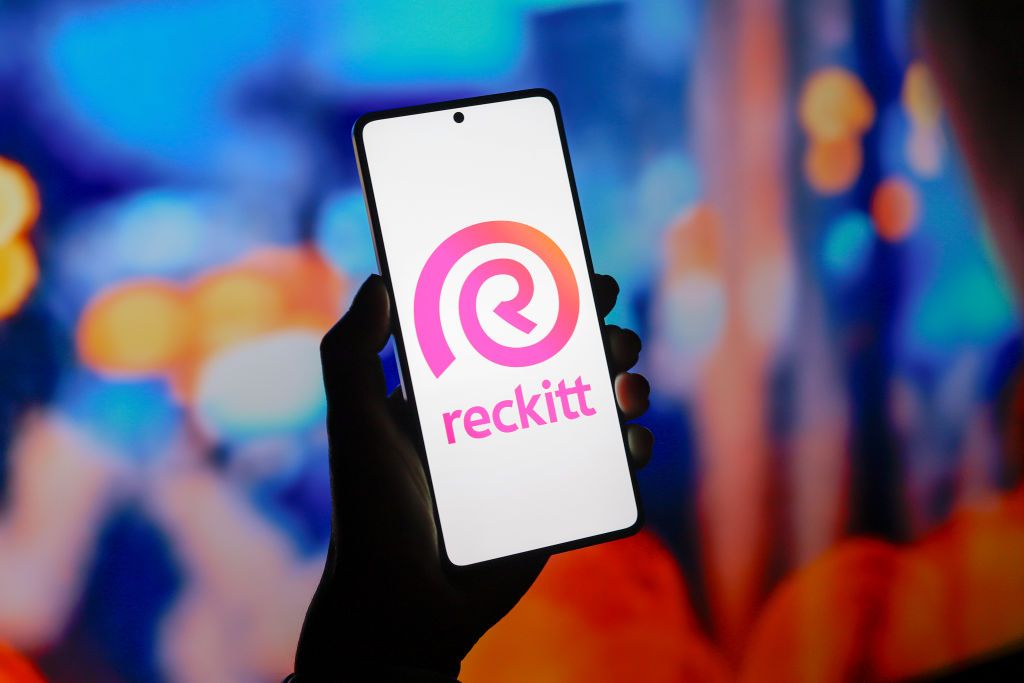 The Reckitt Benckiser Group plc logo is displayed on a smartphone screen