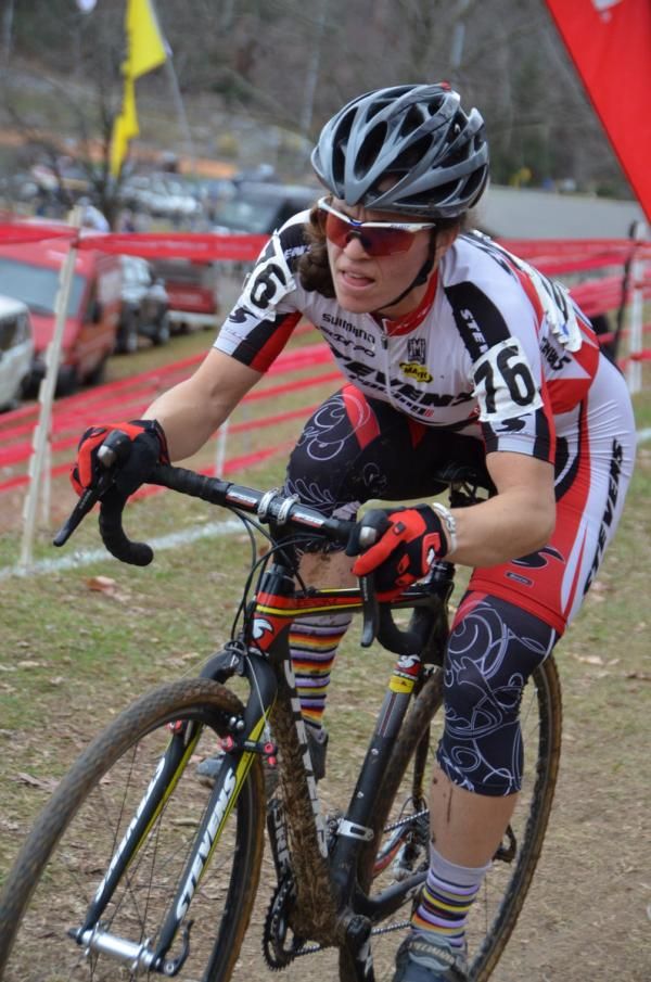 Emily Thurston (Stevens Racing) shows the strain of her effort in the Elite Women's Race.