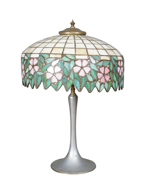 Tiffany-Style Floral Leaded Slag Table Lamp