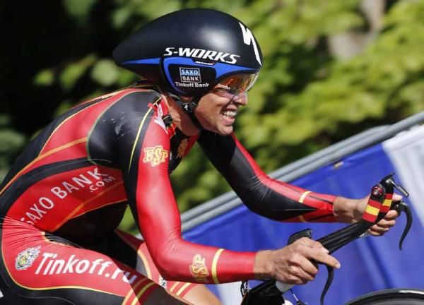 Alberto Contador (Spain) suffered throughout the TT