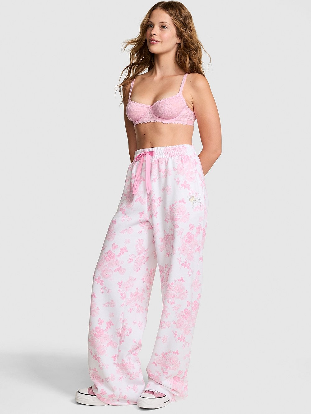 Pink x Loveshackfancy Wide-Leg Sweatpants