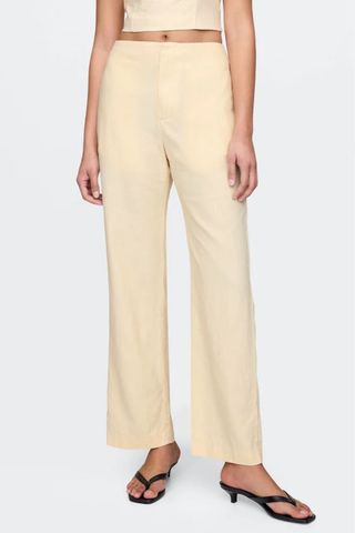 Gap Yellow Straight Leg Linen-Blend Trousers