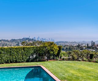 Hedge, view of LA, pool