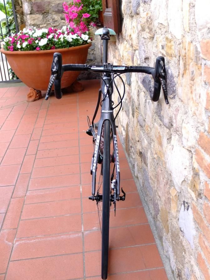 From the front the Bianchi looks like an aero bike