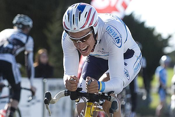 Richard Lang (Titans-Race) grimaces his way to the finish in Ceres, Lang finished the time trial in seventh position.