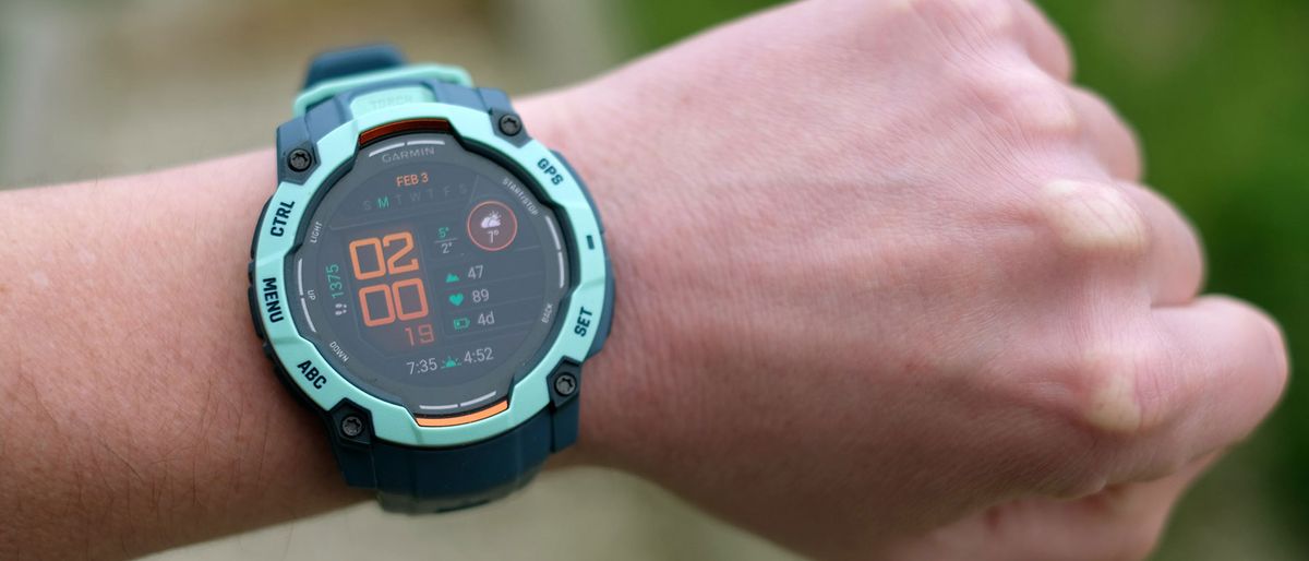 Garmin Instinct 3 being tested by our reviewer