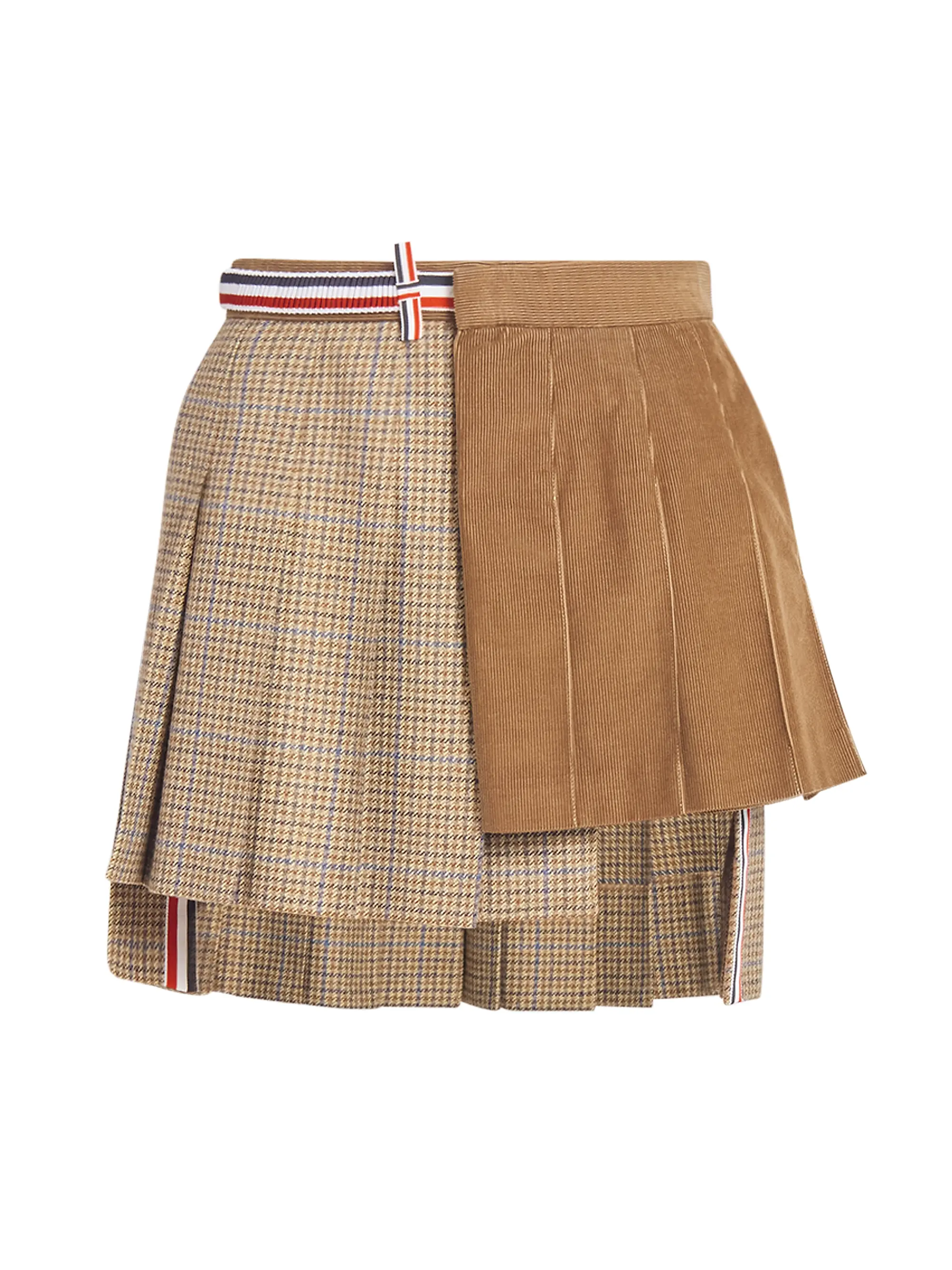 Pleated Wool-Cotton Wrap Miniskirt