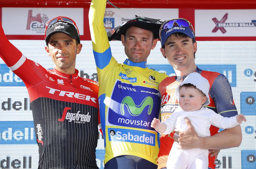 Winner Alejandro Valverde, runner-up Alberto Contador and third-placed Ion Izagirre comprised the Vuelta al Pa&iacute;s Vasco's final GC podium.