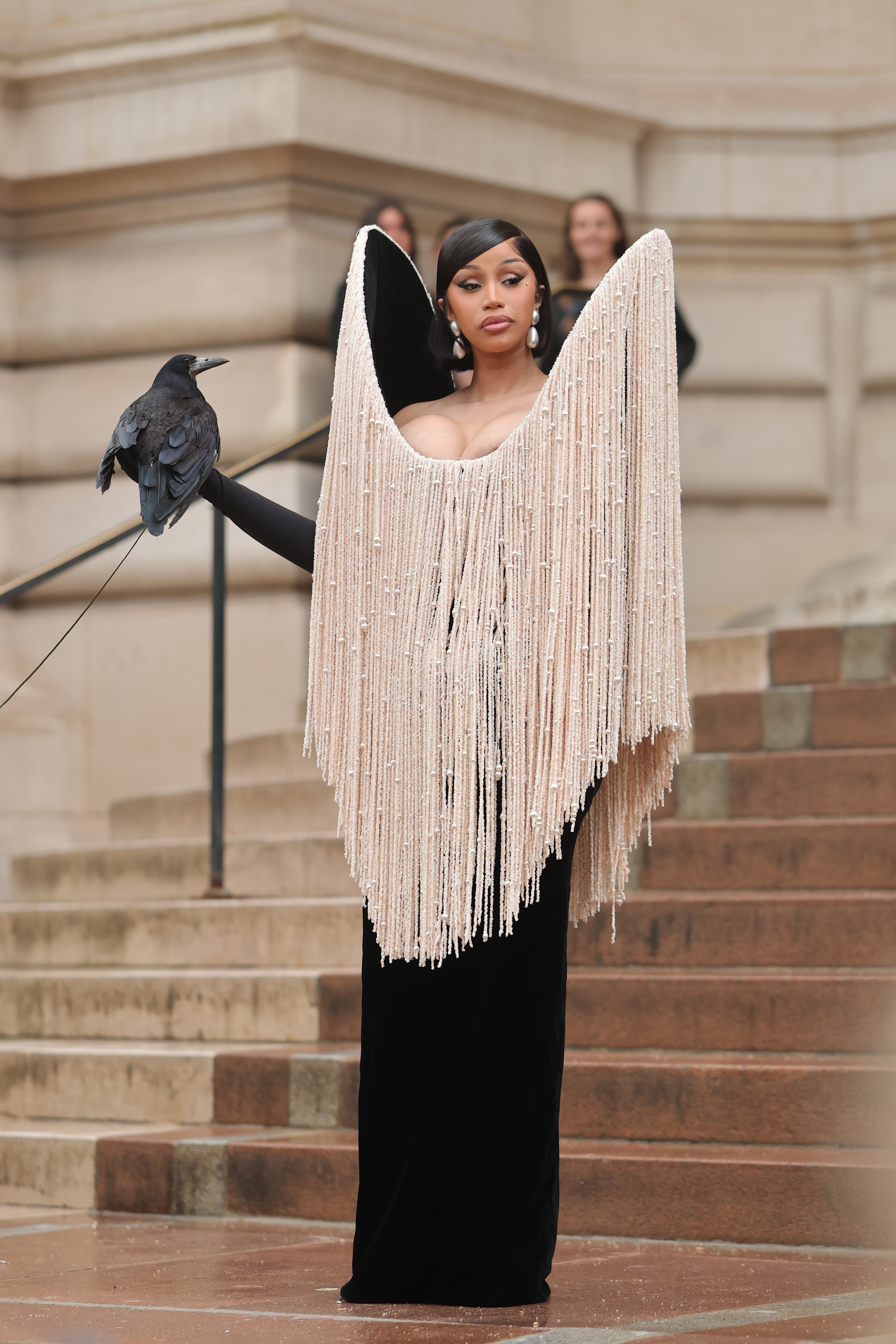 Cardi B attends Schiaparelli at Petit Palais during the Haute Couture Fall/Winter 2025/2026 as part of Paris Fashion Week on July 07, 2025 in Paris, France.