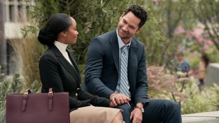 Yaya DaCosta as Andrea Freemann and Manuel Garcia-Rulfo as Mickey Haller in The Lincoln Lawyer season 3 episode 9