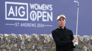 Georgia Hall takes a shot in a practice round for the AIG Women's Open