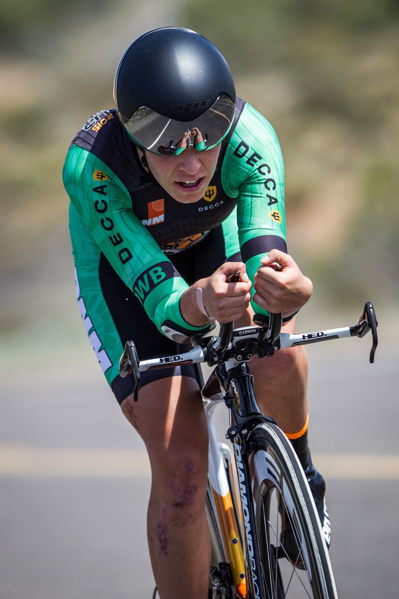 Annie Ewart (Optum) holds on to the sprint jersey through todays time trial.