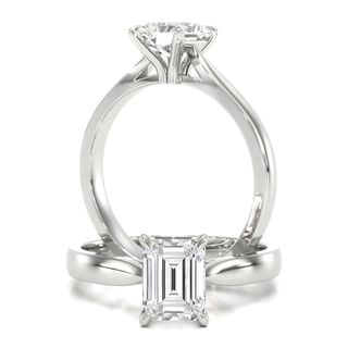 A Classic Lab Grown Emerald Cut Solitaire Diamond Ring in 18ct White Gold