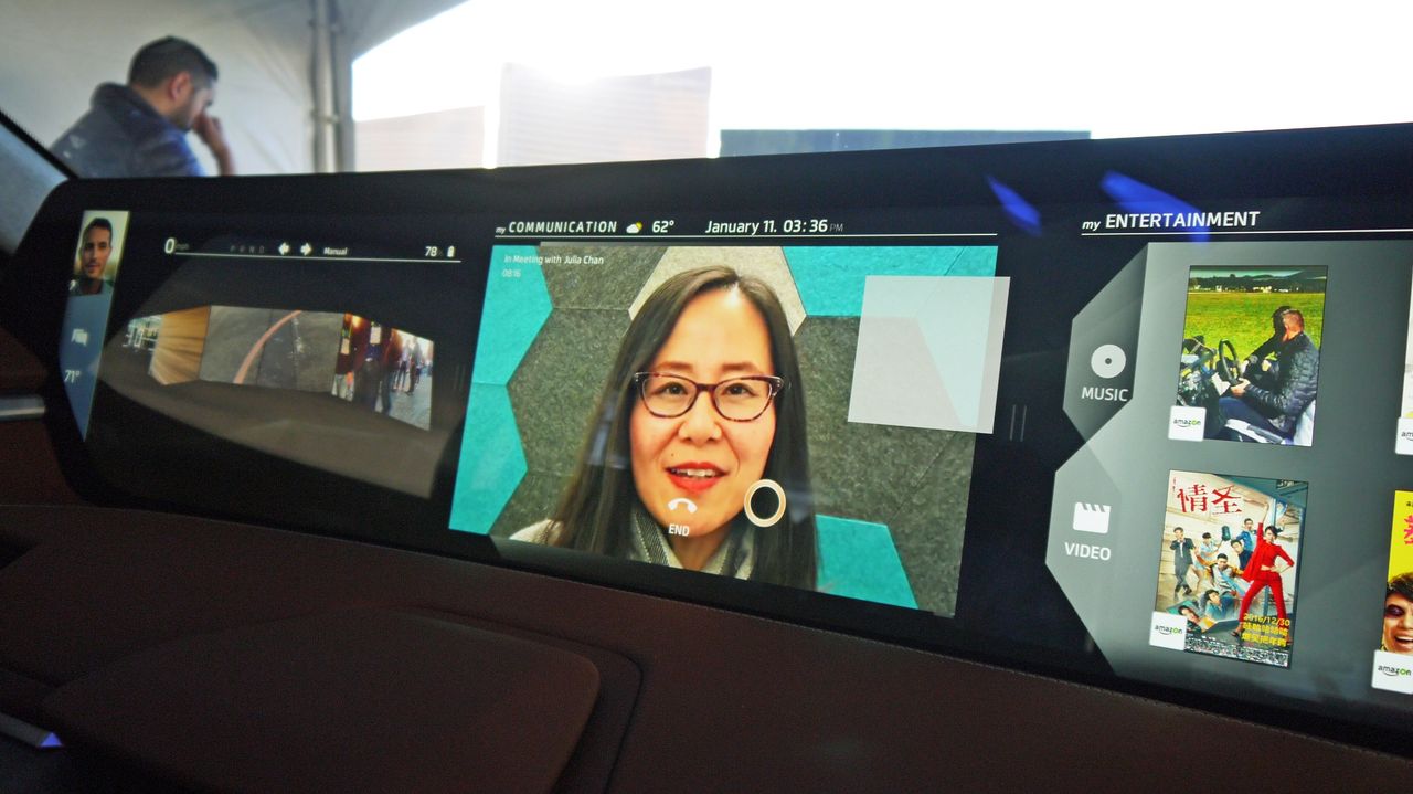 Just a cheeky video call from the 49-inch UHD dashboard display