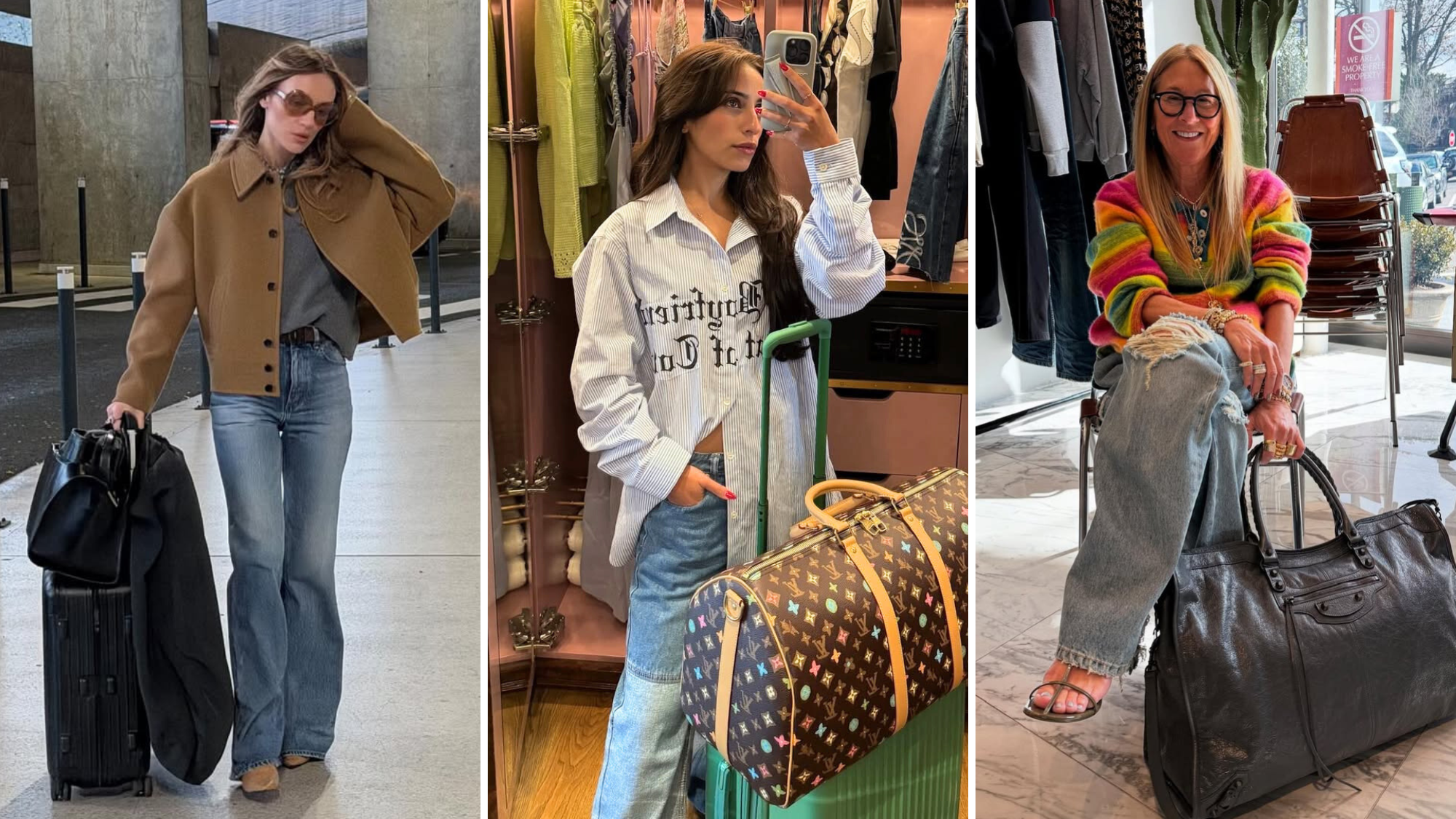 Women wearing weekend bags 