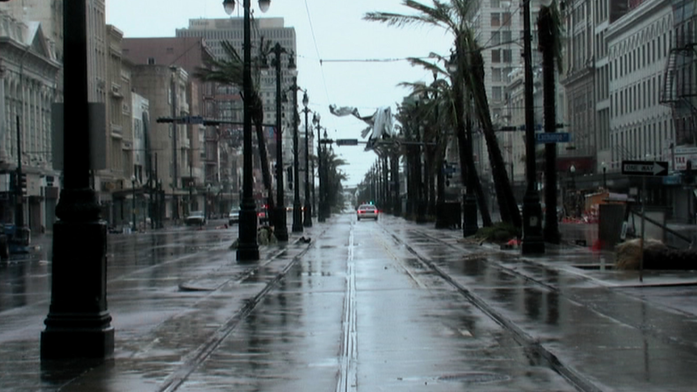 Photo of car in a storm in Hurricane Katrina: Race Against Time