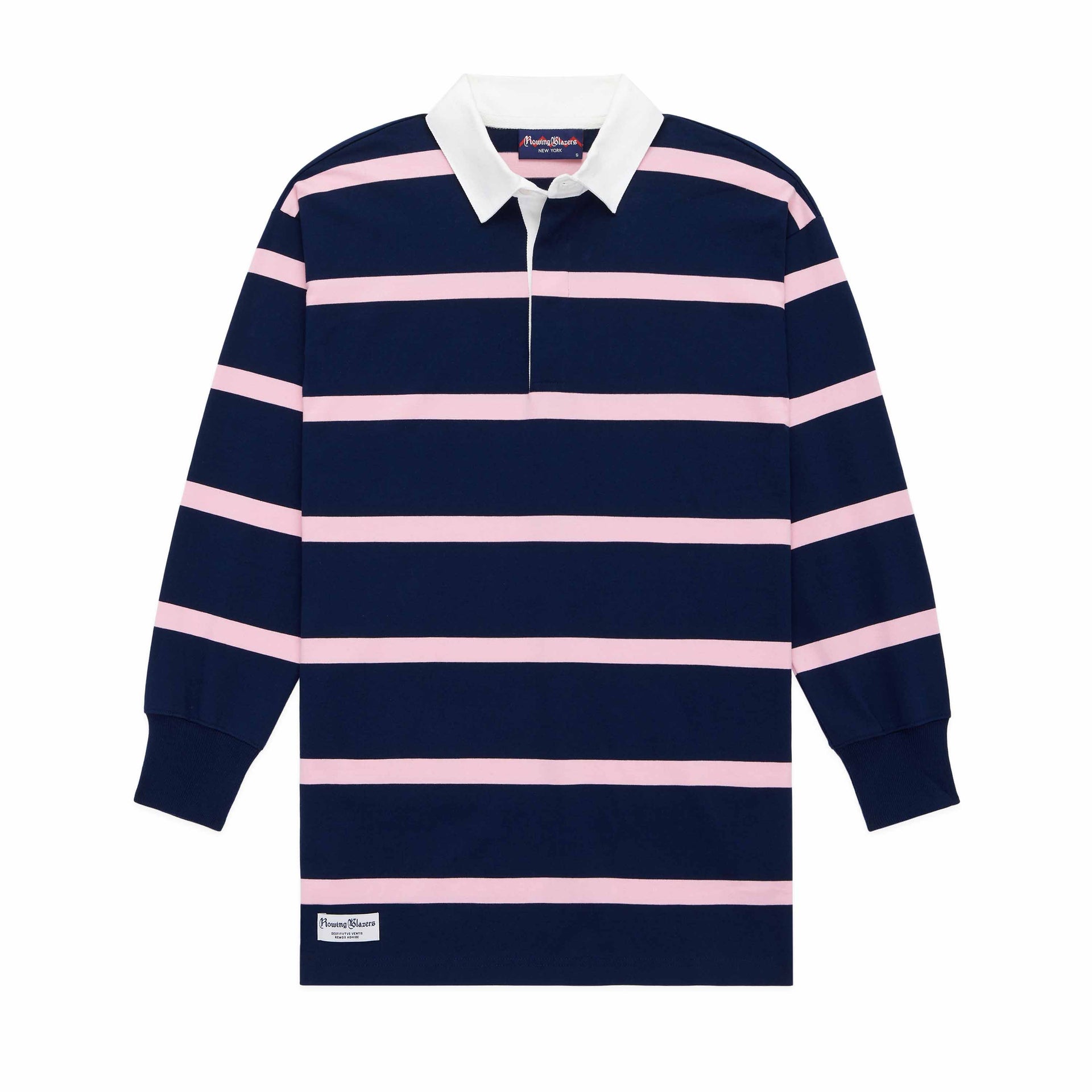 Women&#039;s Cotton Stripe Rugby Dress Pink and Navy - Navy Burgundy Block Stripe / Xs