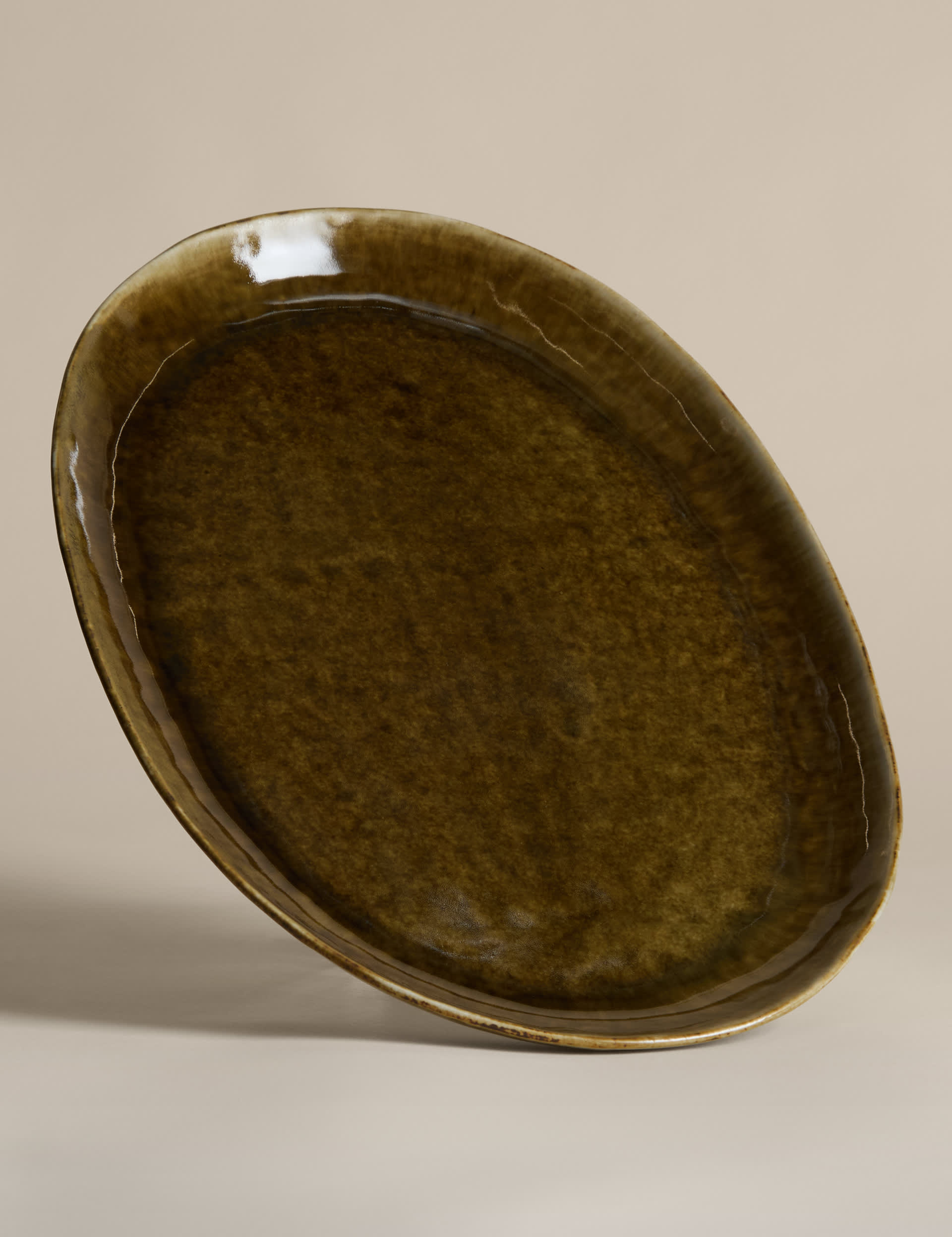 Straight Side Reactive Glaze Oval Platter