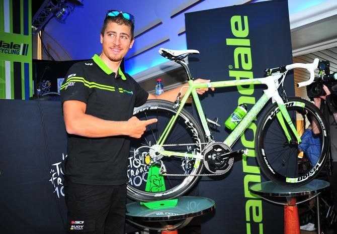 Peter Sagan (Cannondale) and his new Cannondale SuperSix