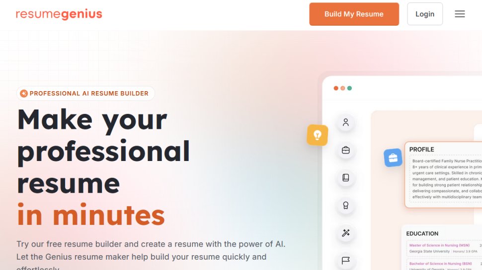 ResumeGenius website screenshot (September 2025).