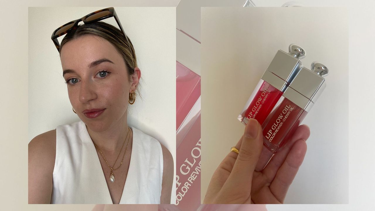 Grace Lindsay testing the Dior Lip Oil