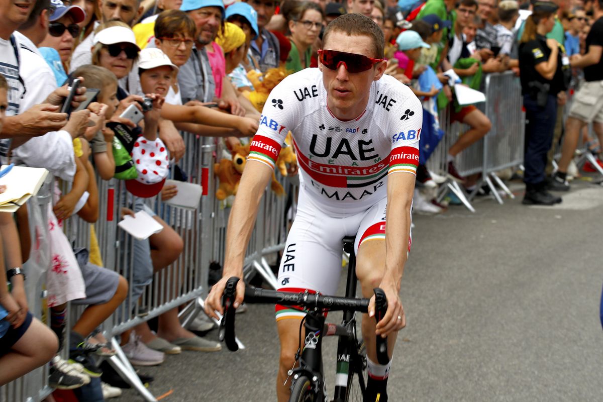 Dan Martin (UAE Team Emirates) rides to sign-on before stage 15