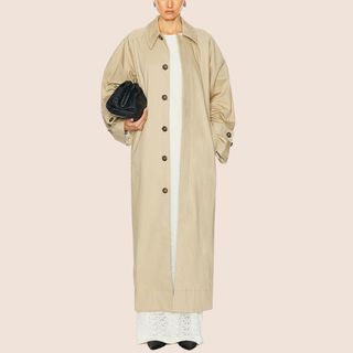 Flat lay image of trench coat