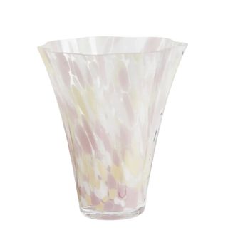 Glass vase with pale pink and yellow specifications and rimmed tips