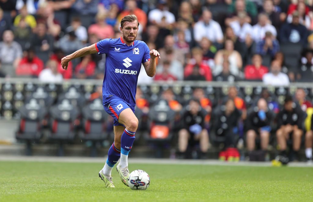 MK Dons season preview 2023/24 Alex Gilbey of Milton Keynes Dons in action during the Pre-Season Friendly between Milton Keynes Dons and Northampton Town at stadium:mk on July 29, 2023 in Milton Keynes, England. (Photo by Pete Norton/Getty Images)