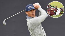 Billy Horschel watches his tee shot with a driving iron