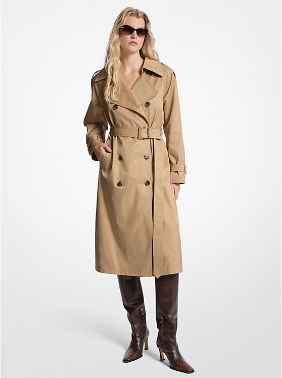 Cotton Blend Belted Trench Coat