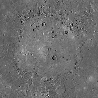 Mercury's huge Caloris basin, which at 1,550 kilometers in diameter is one of the largest impact basins in the Solar System.