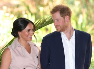 Meghan, Duchess of Sussex and Prince Harry, Duke of Sussex attend a reception to celebrate the UK and South Africa’s important business and investment relationship at the High Commissioner’s Residence during their royal tour of South Africa on October 02, 2019 in Johannesburg, South Africa