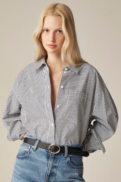 J.Crew, &amp;Eacute;tienne Oversized Shirt in Striped Cotton Poplin