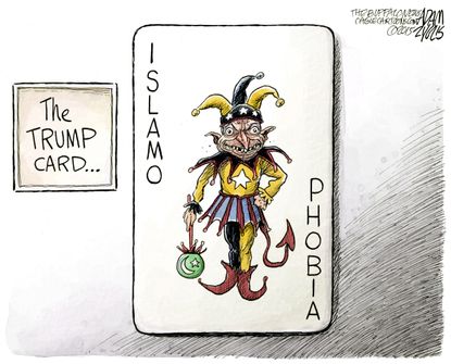 Political cartoon U.S. Donald Trump Islamophobia