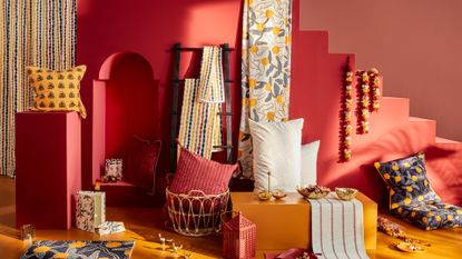 the entire IKEA Aromatisk collection laid out against a red background