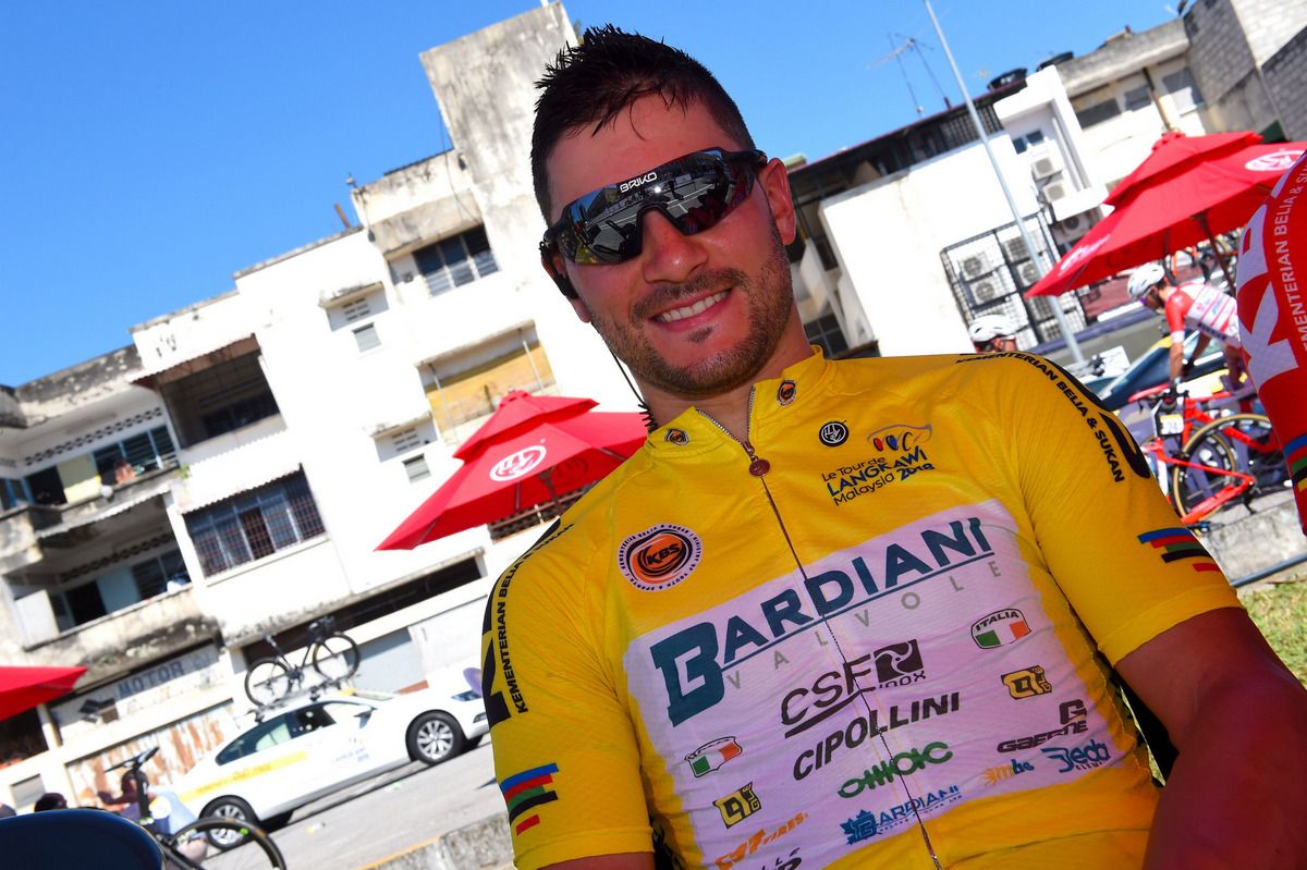 Race leader Andrea Guardini (Bardiani CSF)